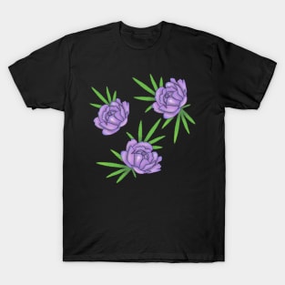 Purple roses with pot leaves T-Shirt